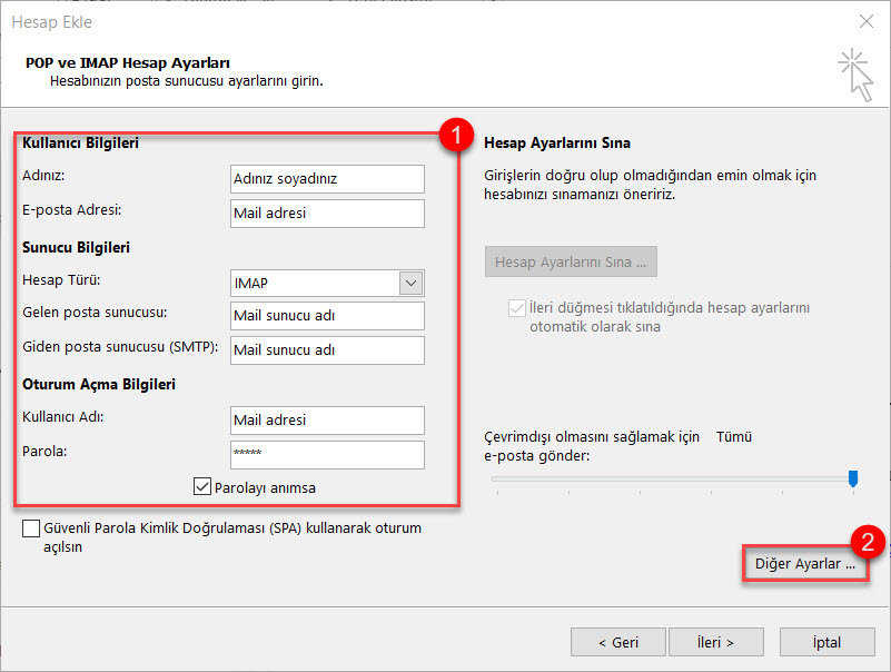 Outlook 2013 IMAP Mail Kurulumu